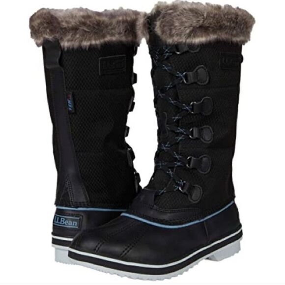 L.L.Bean Rangeley Black Blue Insulated Waterproof Winter Snow Duck Pac Boots 8 - Picture 1 of 9